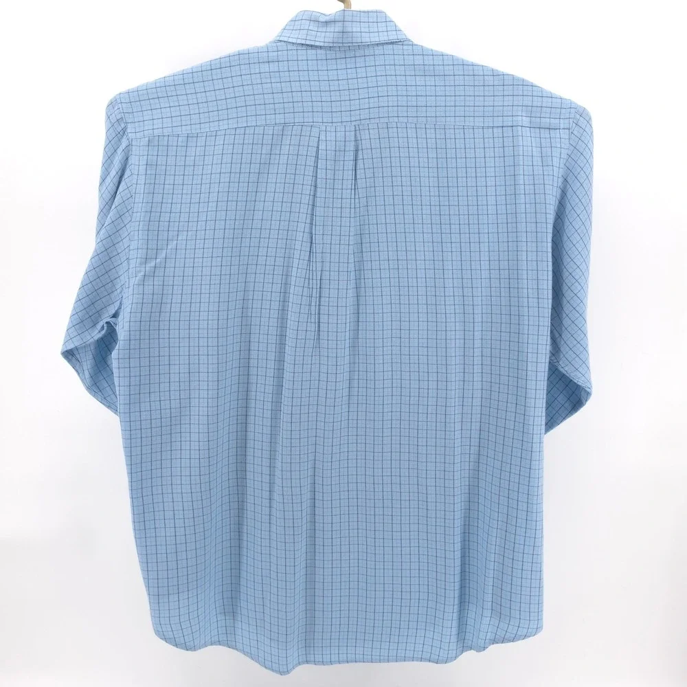 Polo Jeans Co Ralph Lauren Mens Shirt Cotton Blue Grid L Button Down Made in USA